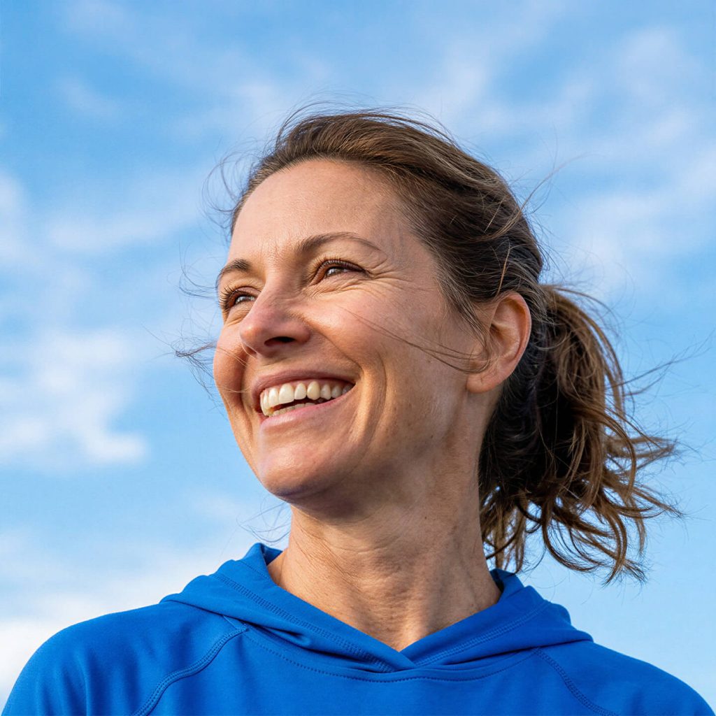 Woman over 45 smiles, laser presbyopia